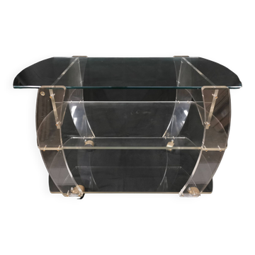 Desserte en plexiglass vintage table à roulettes david lange