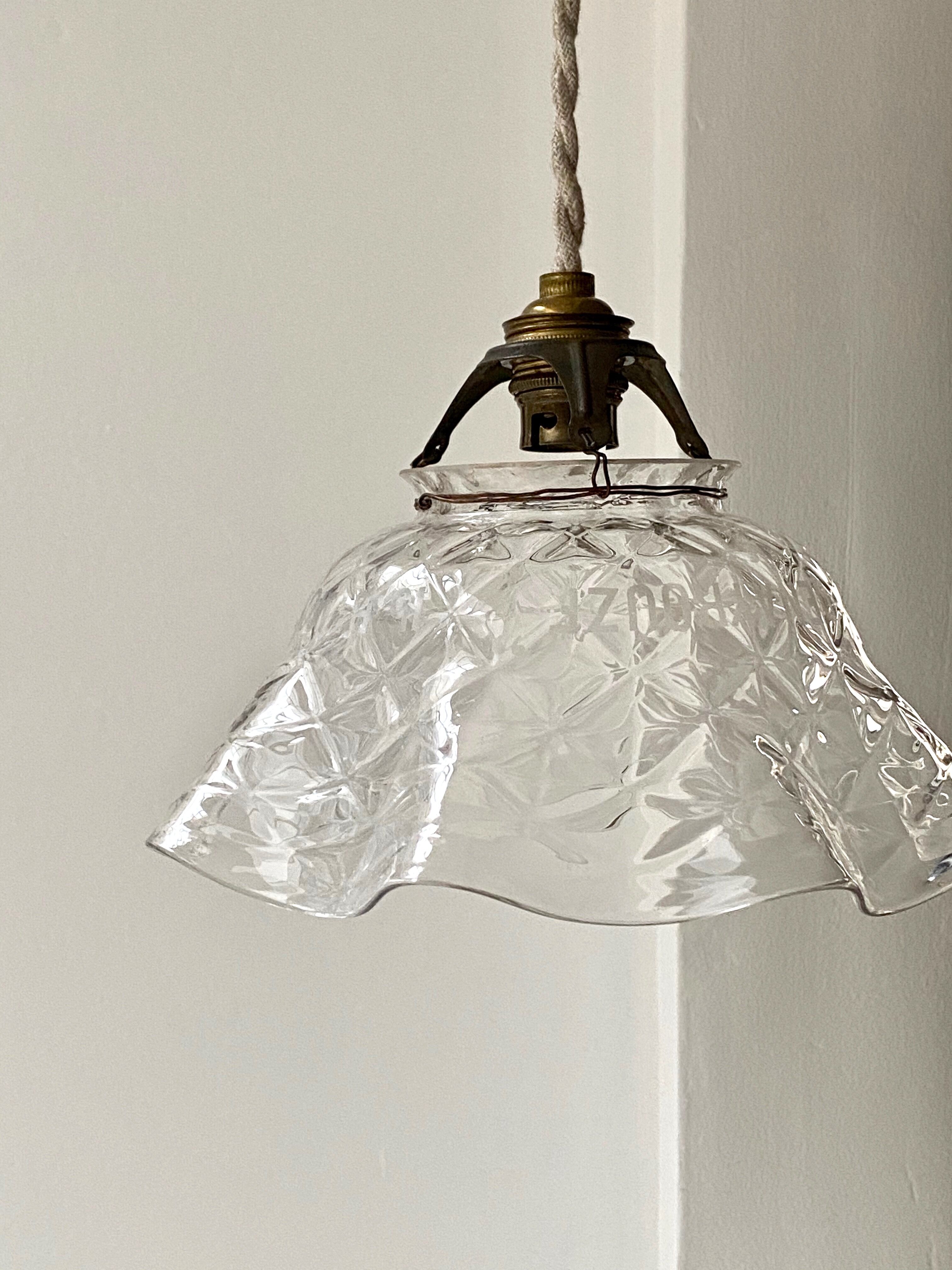 Antique glass suspension, Denayrouze lighting