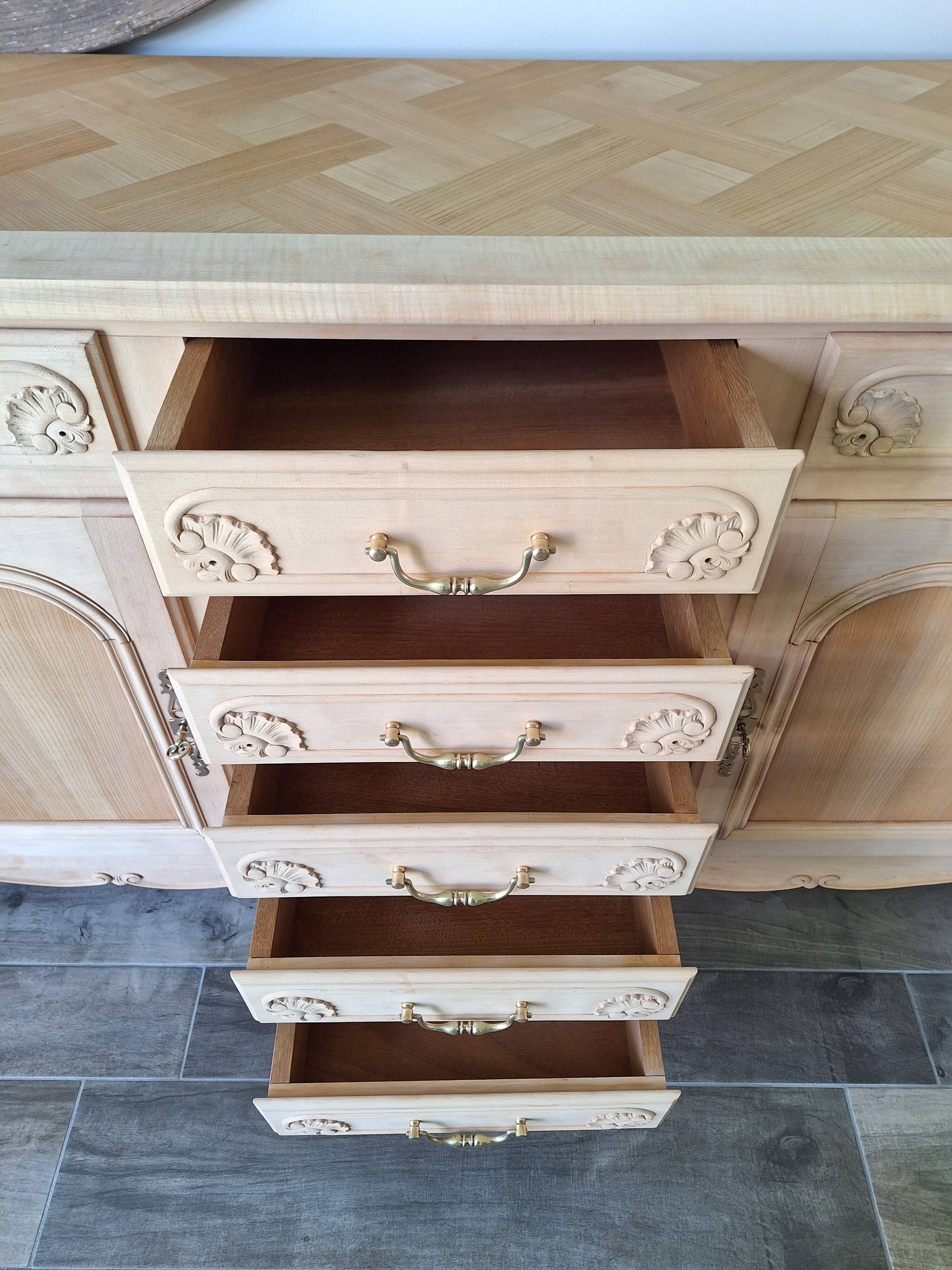 Louis XV style buffet in solid cherry wood, renovated.