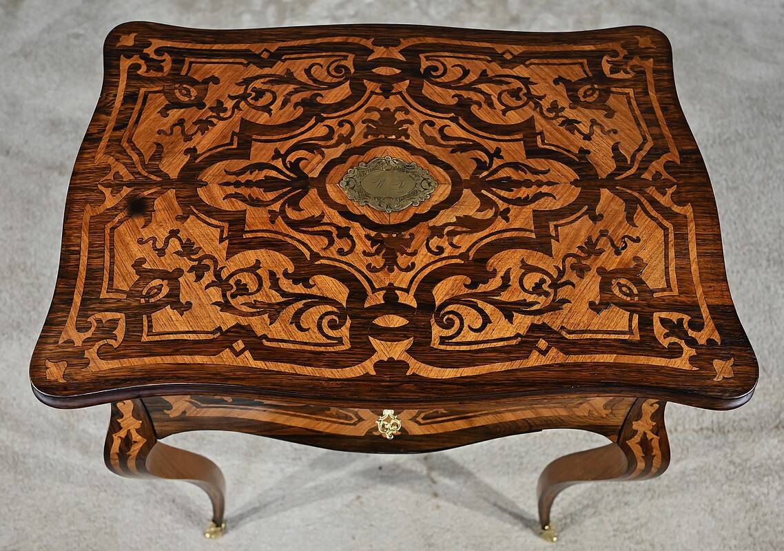 Rosewood and mahogany work table, Louis XV style, Napoleonic era