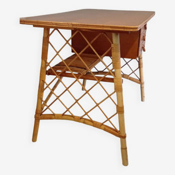 Old vintage rattan desk Lois Sognot