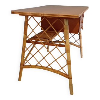 Old vintage rattan desk Lois Sognot