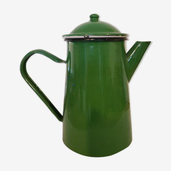 Cafetière verte émaillée style vintage 1950-1960