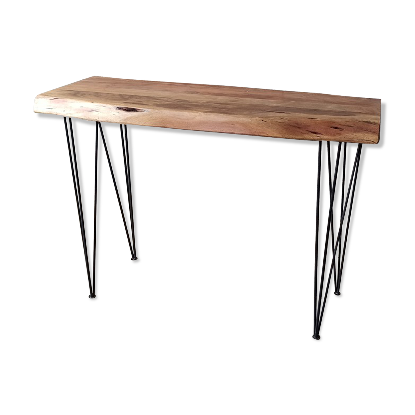 Wooden console with metal feet