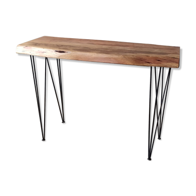 Console en bois avec pieds métal
