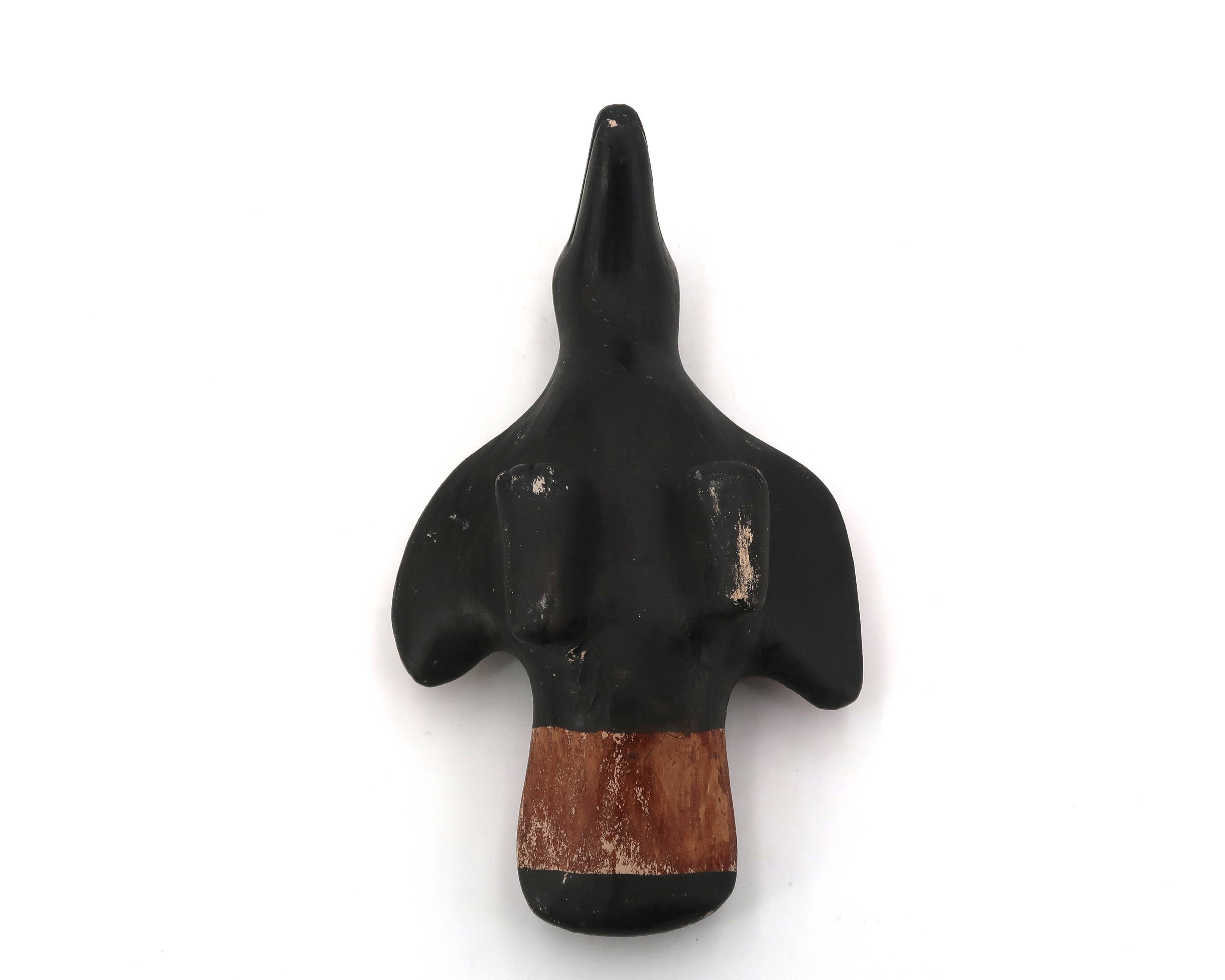 Black and brown folk bird in ceramic, Mexico Peru 1970s