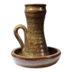 Large hand-held candle holder in handcrafted stoneware in the style of Baudat, La Borne, vintage