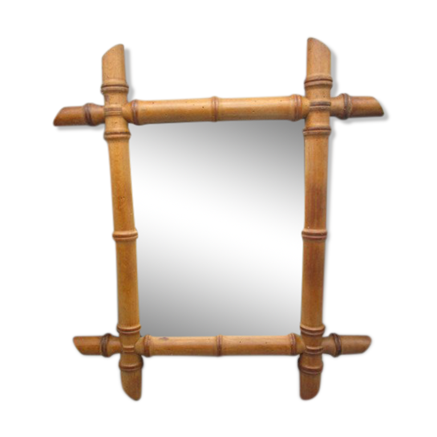 Antique bamboo mirror 37x43cm