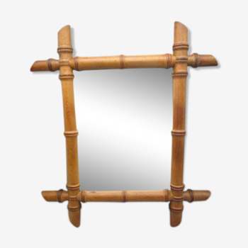 Miroir bambou ancien 37x43cm