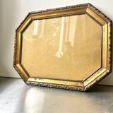 Cadre métallique octogonal antique en laiton 30 cm x 23 cm