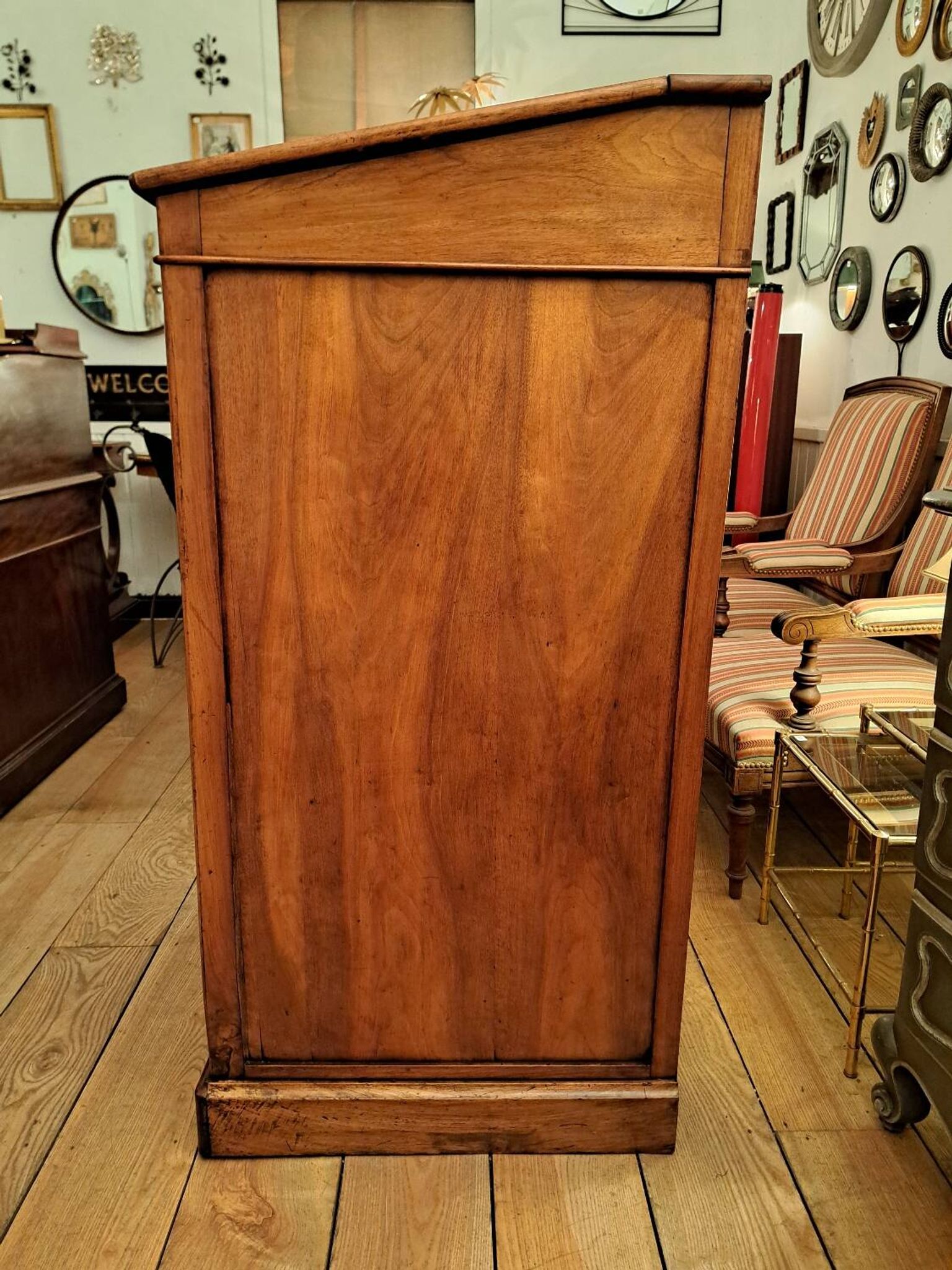 19th-century walnut writing desk.