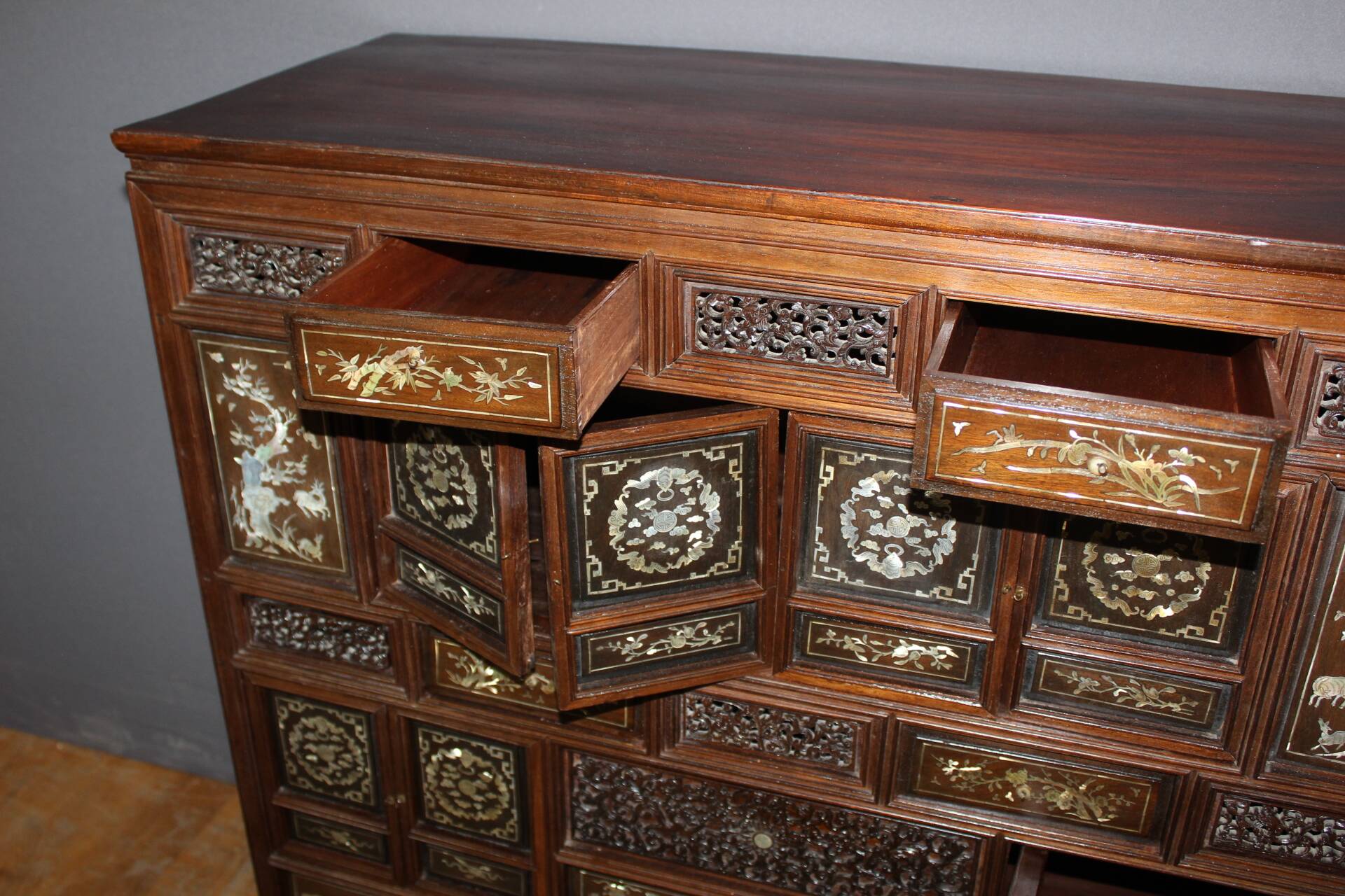 Indochinese Cabinet with Mother-of-Pearl Inlay, late 19th century