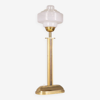 Lampe de table vintage années 1960 laiton doré et verre design italien
