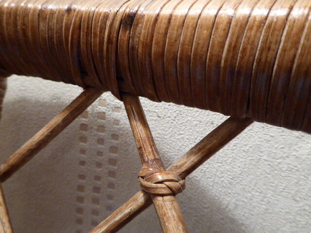 Vintage gold rattan armchair