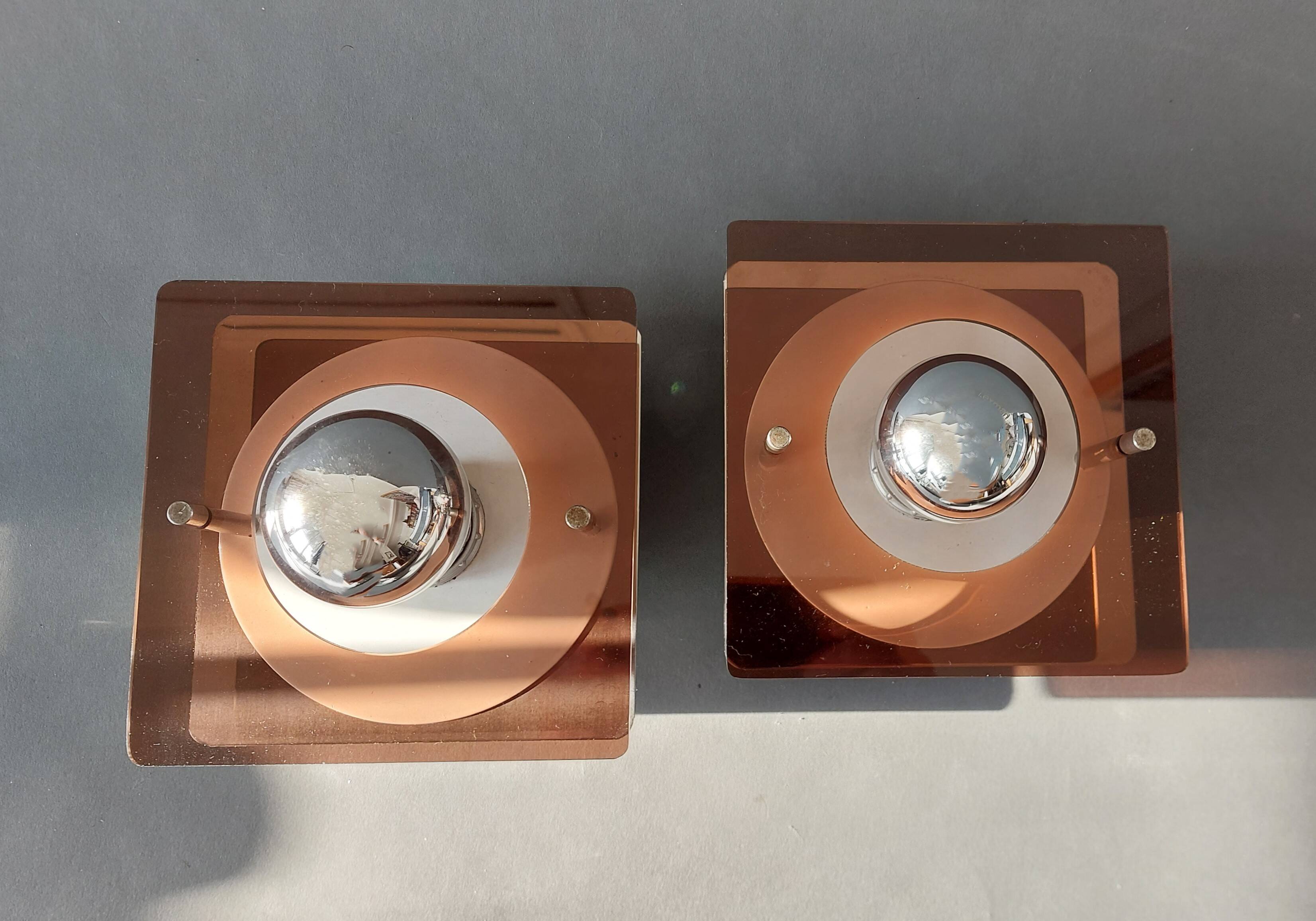 Pair of "Disco" wall lights Jocelyne Trocmé for Oxar 1970, Vintage.