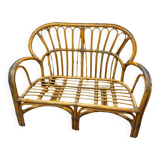 Vintage rattan bench 70