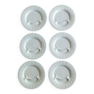 Set of 6 Pillivuyt white porcelain artichoke plates ø 23 cm