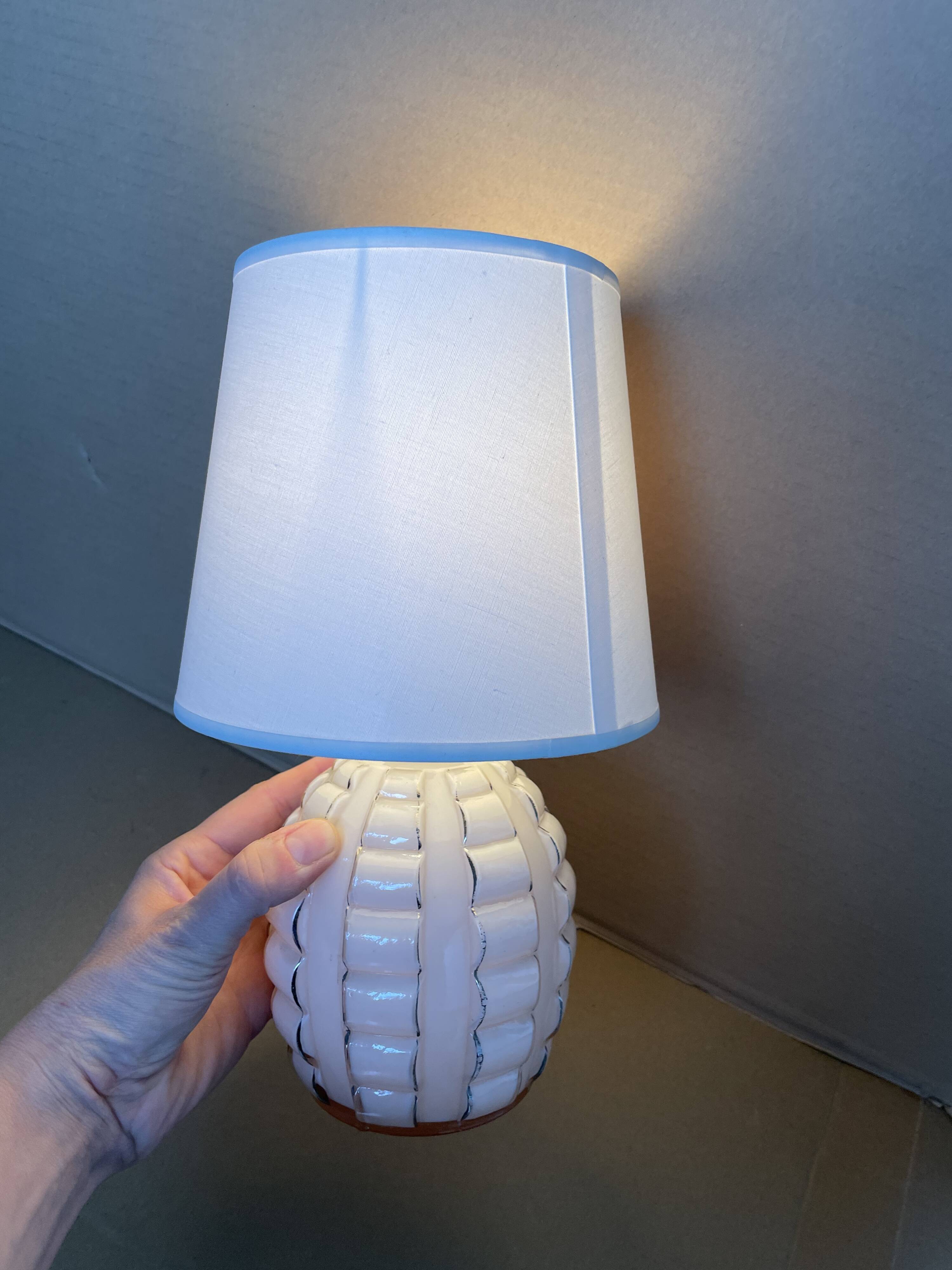 Small antique glass table lamp