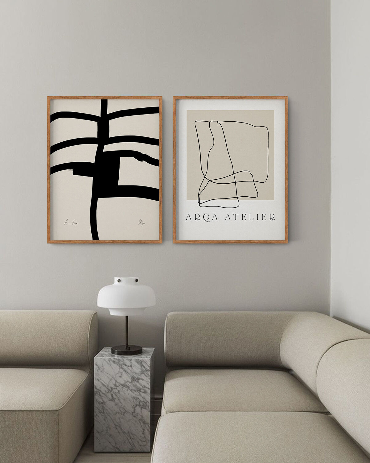 Pair of giclee prints, abstract wall art set of two, 50x70cm