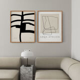 Pair of giclee prints, abstract wall art set of two, 50x70cm