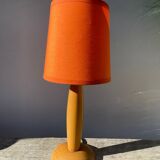 1980s orange turned wooden lamp