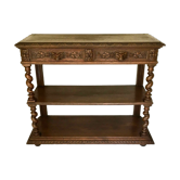 Console desserte de restaurant en chêne et marbre