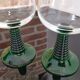 4 Alsace wine glasses with green twisted legs, ROEMER type
