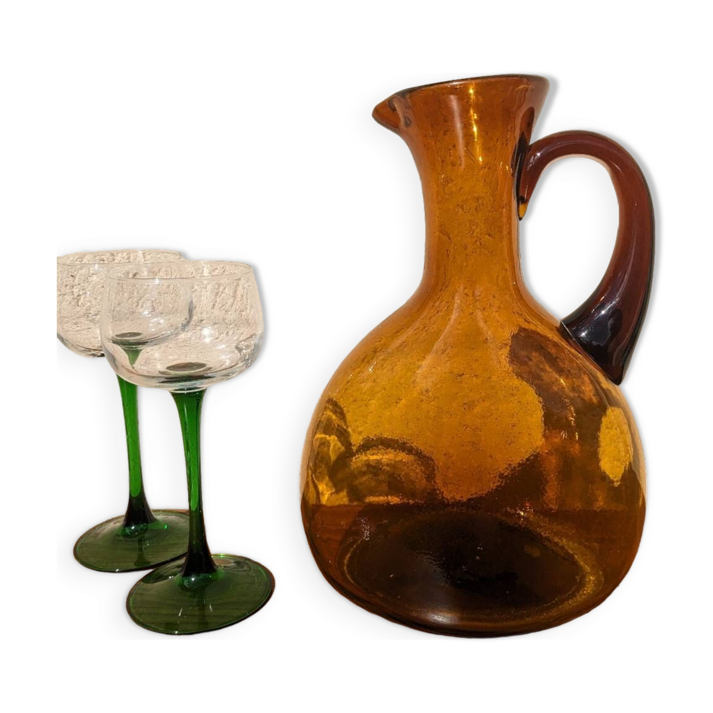 Large vintage amber glass carafe