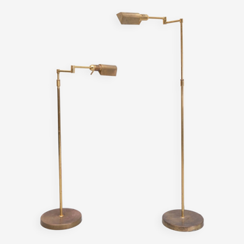 Pair brass folding arm floor lamps 1970s germany