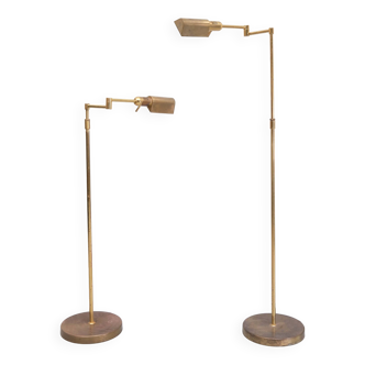 Pair brass folding arm floor lamps 1970s germany