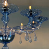 Venetian glass chandelier in blue Murano, circa 1980.