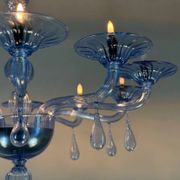 Lustre vénitien en verre de Murano bleu, vers 1980