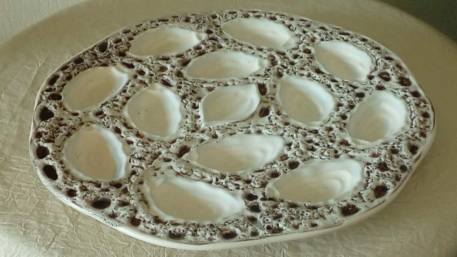 Vintage Vallauris Fat Lava ceramic oyster plate dish