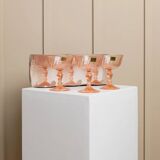 Set of 6 apricot Luminarc Rosaline coupe martini glasses in glass – vintage 1970s France with packaging