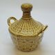 Bottle Mini Dame Jeanne Braided Ceramic Barbotine Majolica Vintage