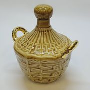 Bouteille Mini Dame Jeanne En Céramique Tressée Barbotine Majolique Vintage