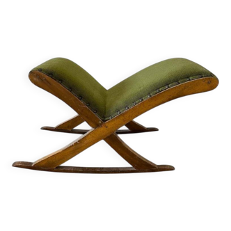 Pouf / repose-pieds vintage vert mousse