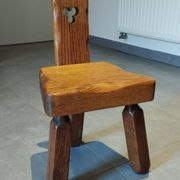Tripod chair for children, Scandinavian chalet brutalist design.
