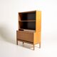 Scandinavian oak bookcase with tambour door, 1960s