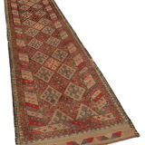 Tapis runner beige oriental ancien fait à la main 90 cm x 417 cm