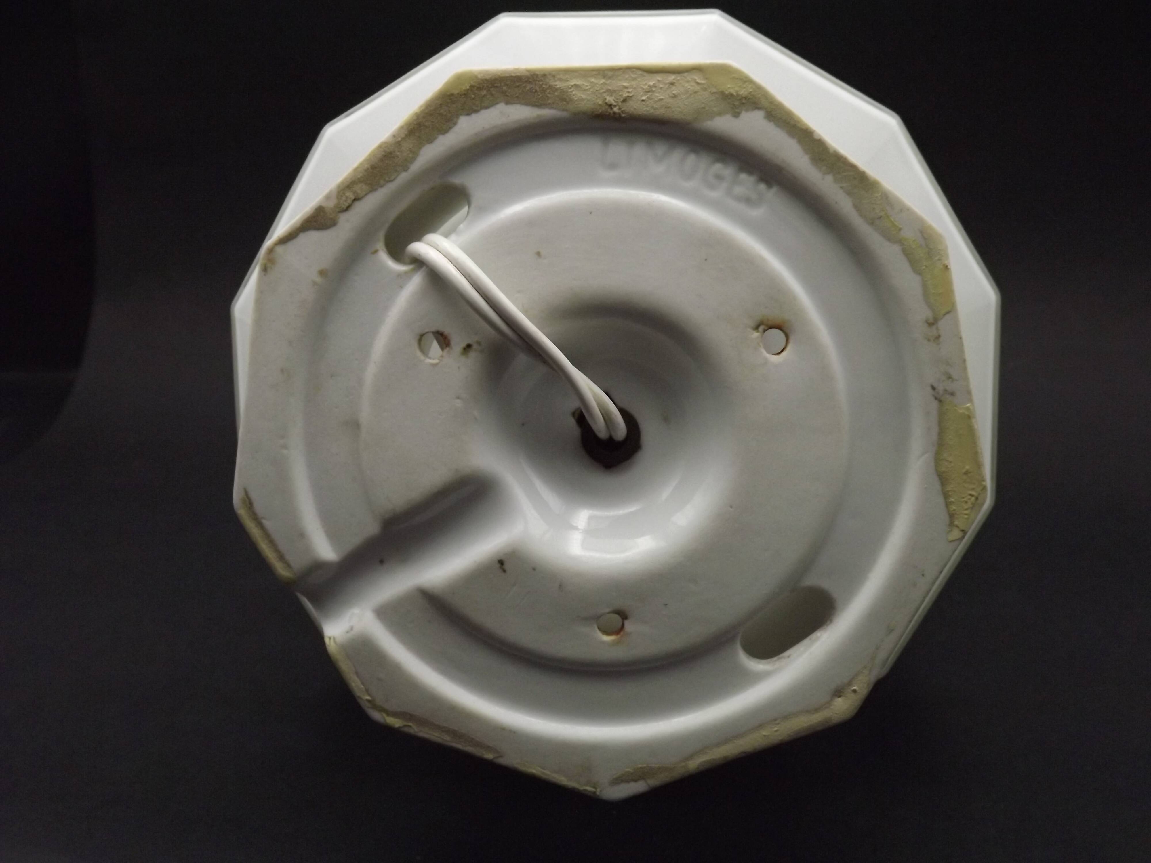 French Art Deco Skyscraper Ceiling Light White Opaque Glass - Limoges Mount