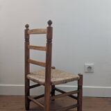 Chaise enfant en bois et paille