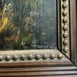 Two old paintings by René Gourdon undergrowth (1855) 19th century