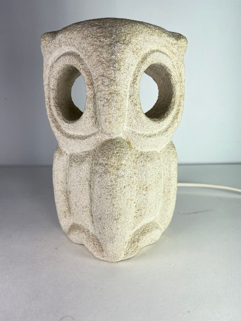 Albert Tormos Lamp in Stone Sculpture Owl or Owl France 1960/70