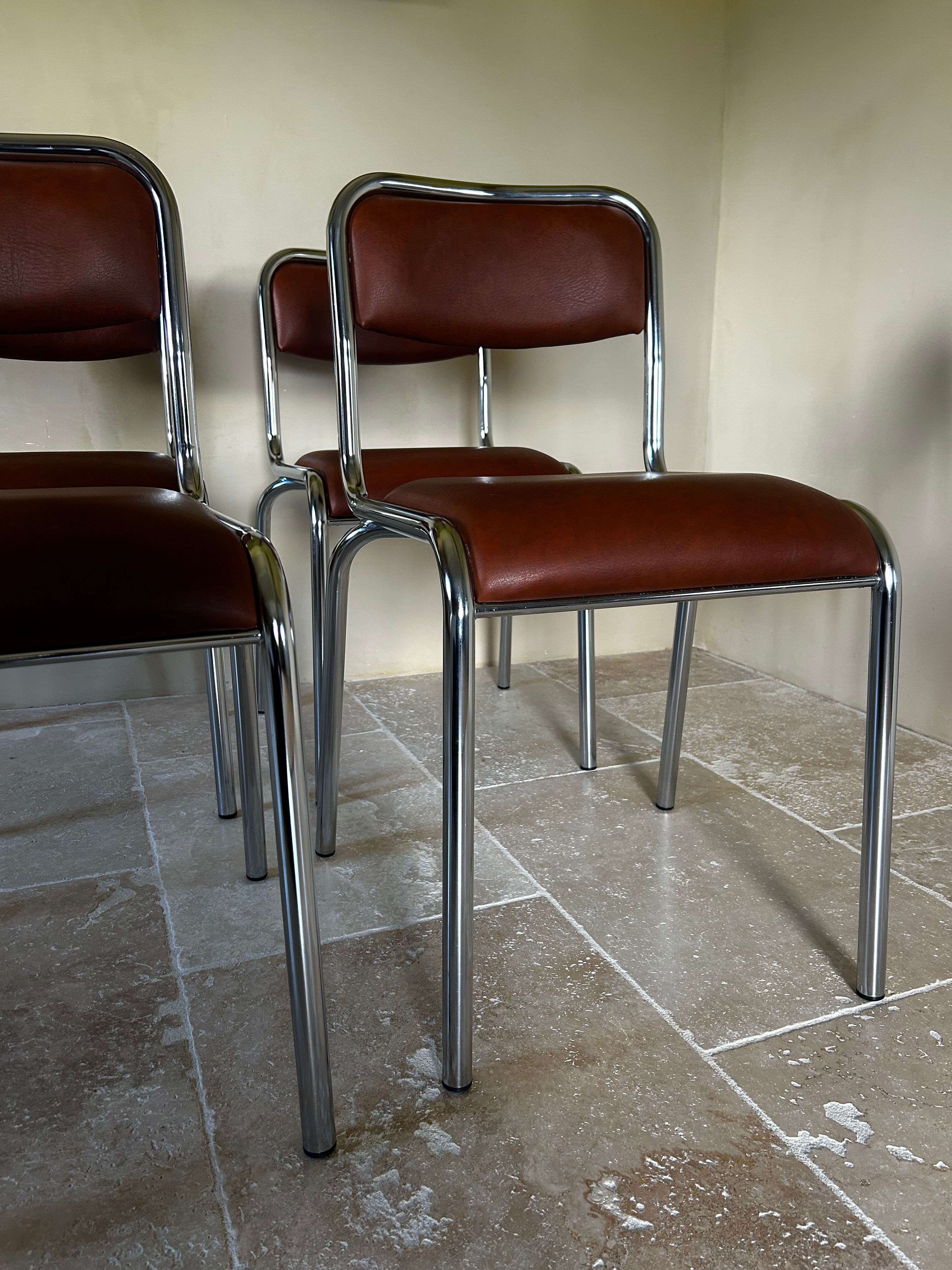 4 vintage chrome chairs