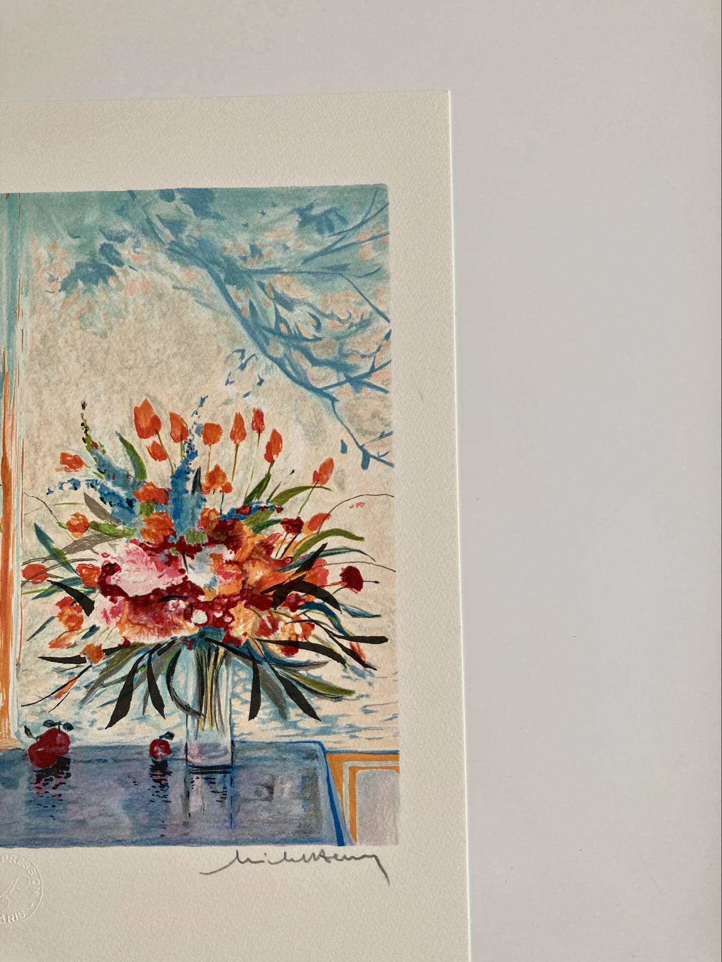 Lithograph (EA) signed by Michel Henry - Bouquet at the Window