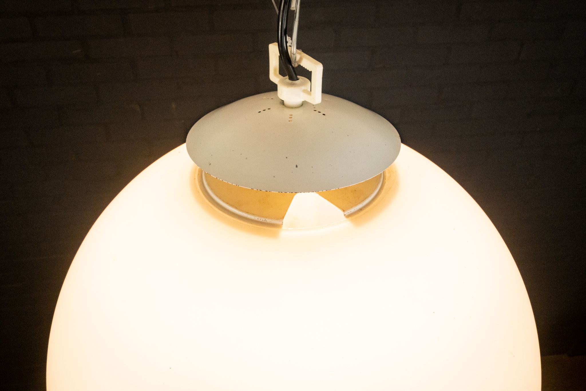 Set of 3 opaline pendant lights from the 60s