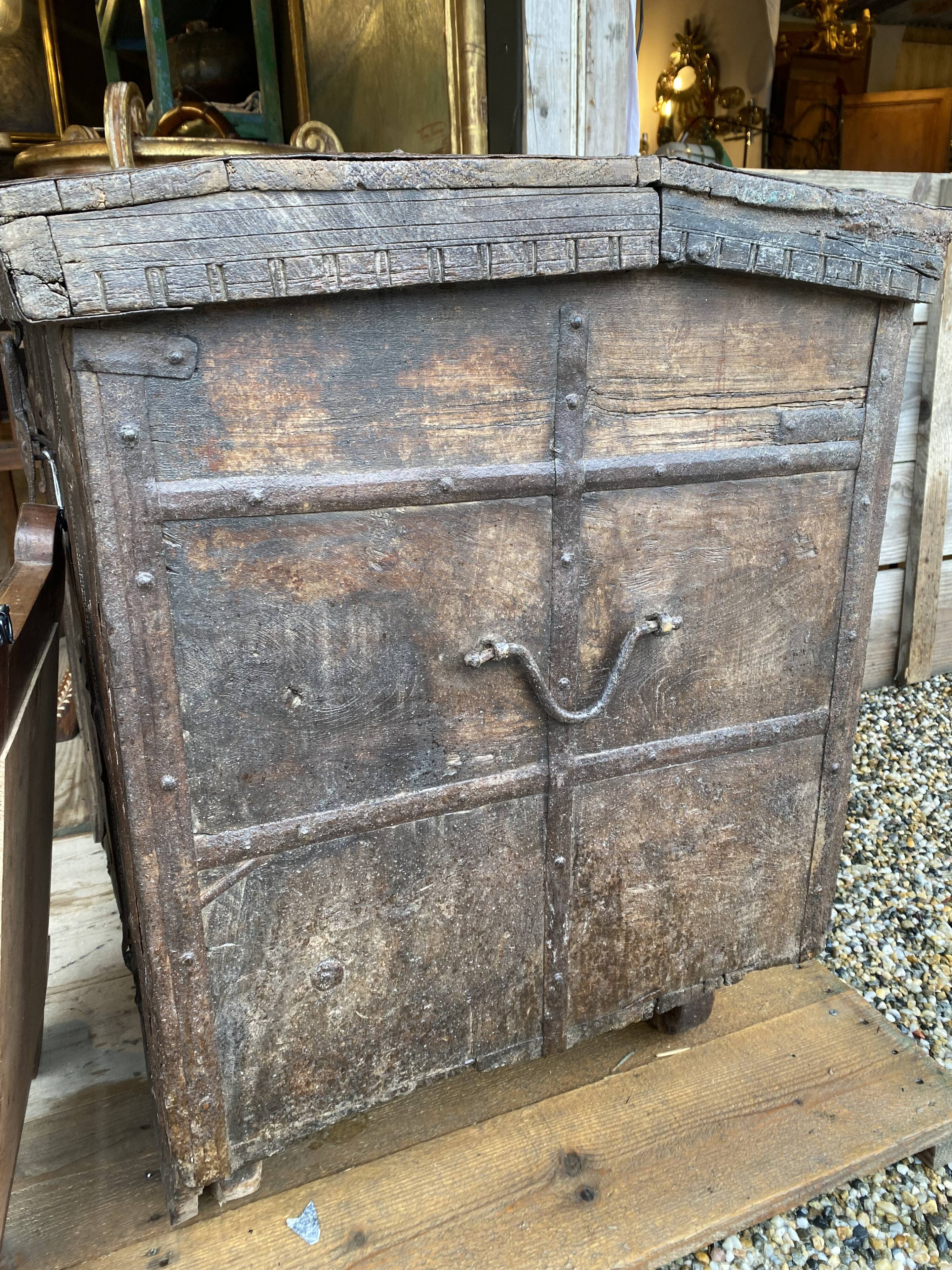 Large Indian chest on wheels early 20th century