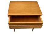 Oak and rattan bedside table