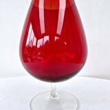 Vintage empoli italian glass red brandy type footed vase